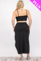 Plus Size Crop Cami & Split Thigh Maxi Skirt Set - BaeDrip