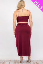 Plus Size Crop Cami & Split Thigh Maxi Skirt Set - BaeDrip