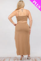 Plus Size Crop Cami & Split Thigh Maxi Skirt Set - BaeDrip