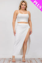 Plus Size Crop Cami & Split Thigh Maxi Skirt Set - BaeDrip