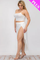 Plus Size Crop Cami & Split Thigh Maxi Skirt Set - BaeDrip