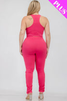 Plus Size Crop Tank Top & Ruched Pants Set - BaeDrip