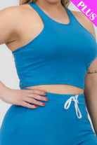 Plus Size Crop Tank Top & Ruched Pants Set - BaeDrip