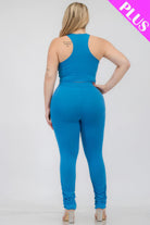 Plus Size Crop Tank Top & Ruched Pants Set - BaeDrip