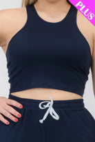Plus Size Crop Tank Top & Ruched Pants Set - BaeDrip