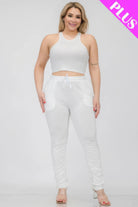 Plus Size Crop Tank Top & Ruched Pants Set - BaeDrip