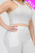 Plus Size Crop Tank Top & Ruched Pants Set - BaeDrip