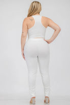 Plus Size Crop Tank Top & Ruched Pants Set - BaeDrip