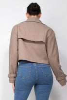 Notch Buckled Sleeve Crop Trench Coat - BaeDrip