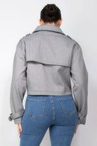 Notch Buckled Sleeve Crop Trench Coat - BaeDrip