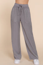 Elastic Waist Tencel Long Pants - BaeDrip