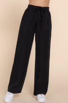 Elastic Waist Tencel Long Pants - BaeDrip