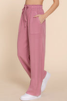 Elastic Waist Tencel Long Pants - BaeDrip