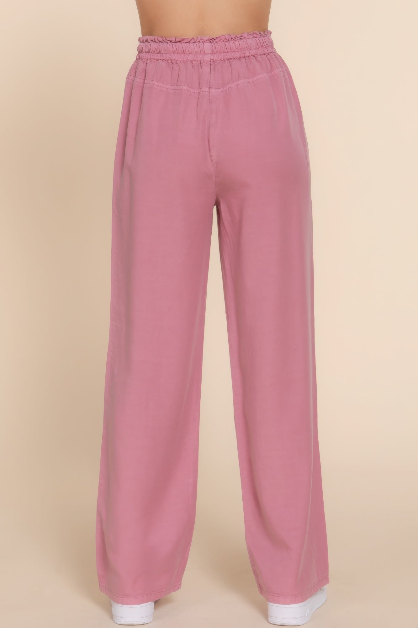Elastic Waist Tencel Long Pants - BaeDrip