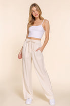 Elastic Waist Tencel Long Pants - BaeDrip