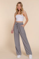 Elastic Waist Tencel Long Pants - BaeDrip