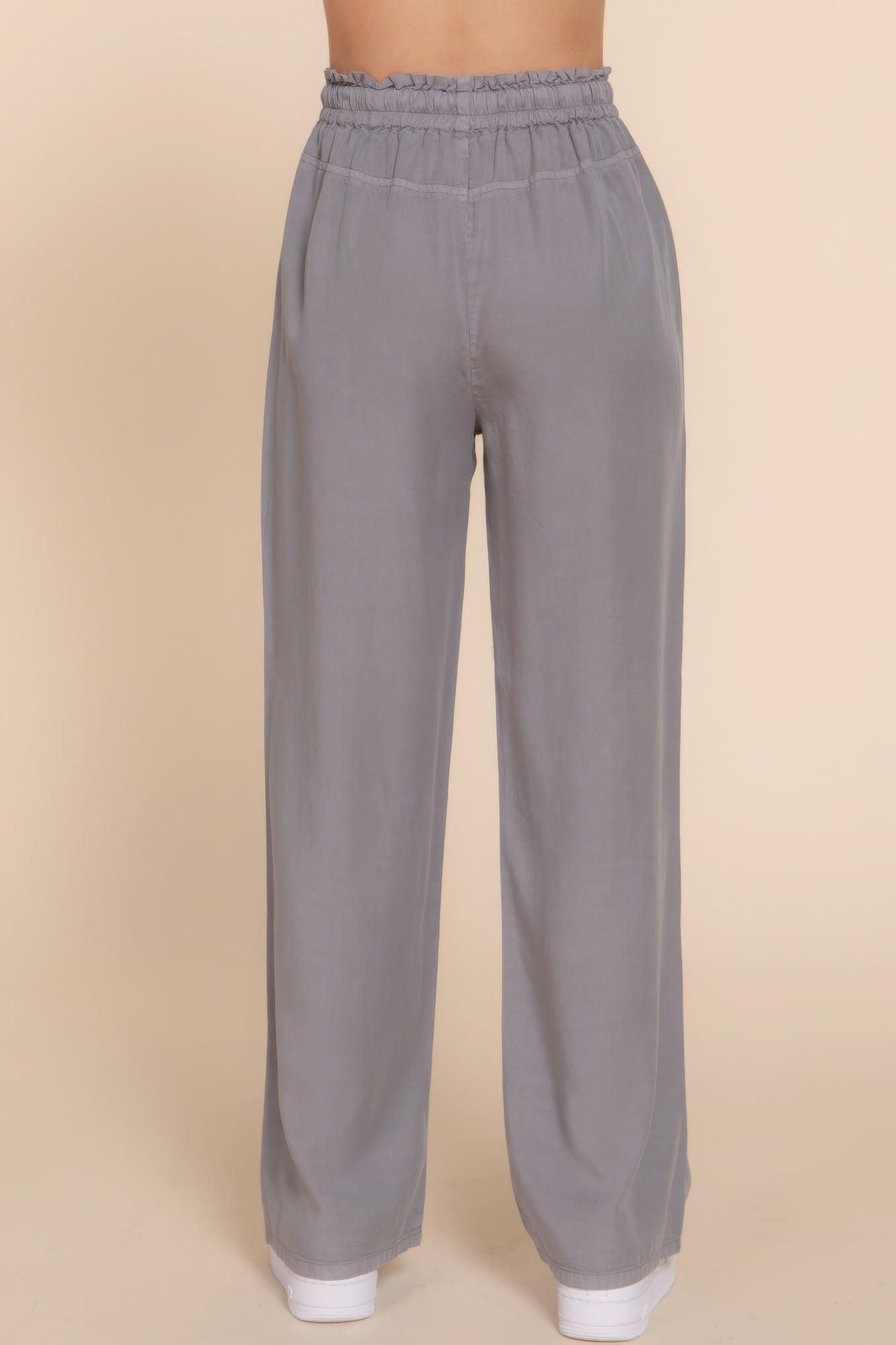 Elastic Waist Tencel Long Pants - BaeDrip