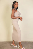 Ribbed cropped top and maxi side slit skirt - BaeDrip