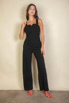 Notched neck cami jumpsuit - BaeDrip