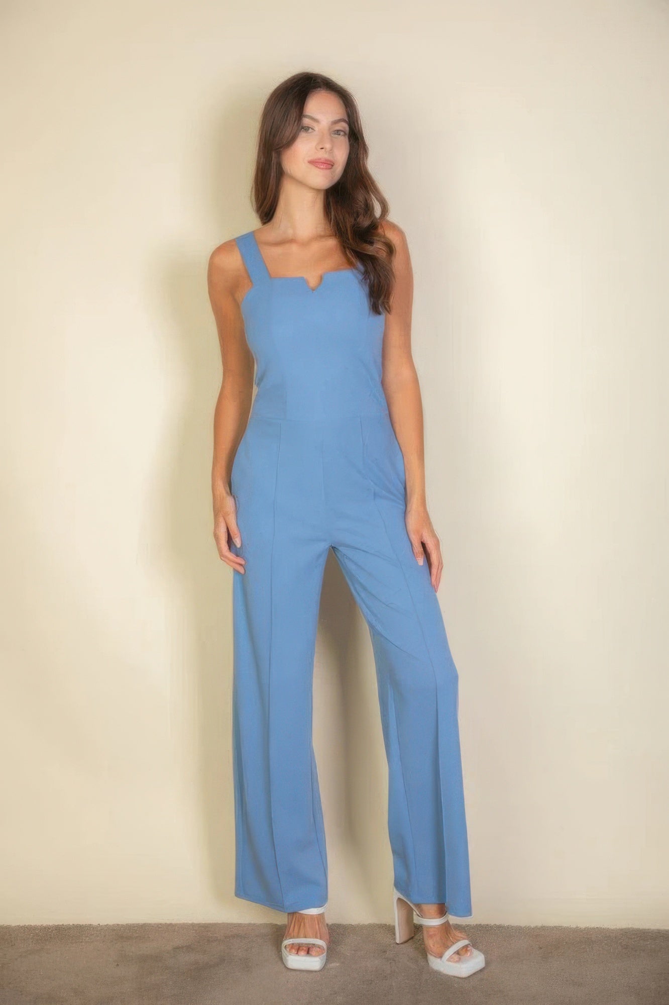 Notched neck cami jumpsuit - BaeDrip