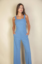 Notched neck cami jumpsuit - BaeDrip