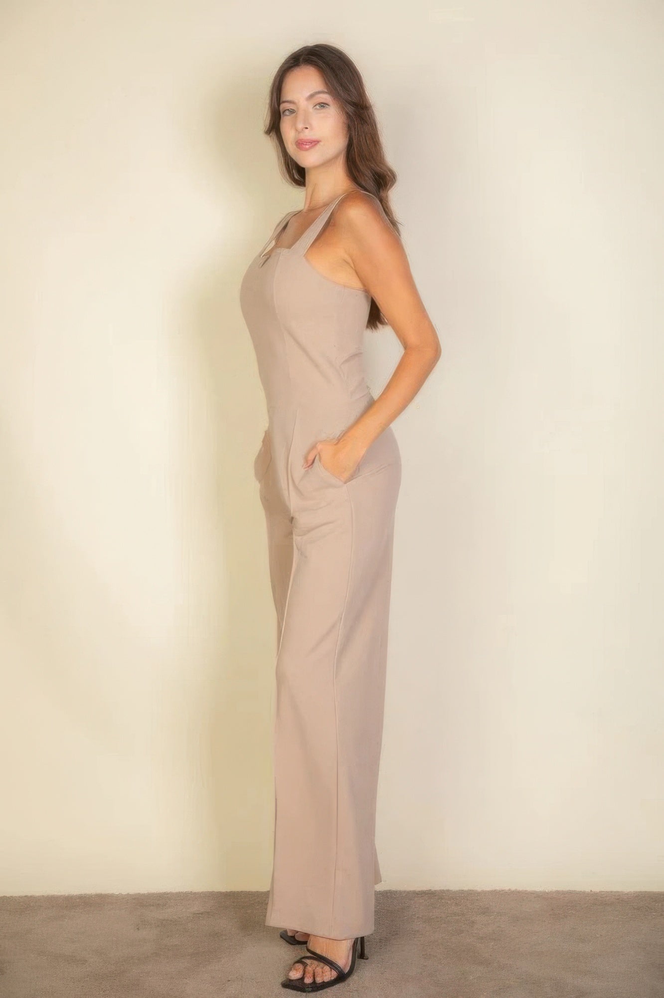 Notched neck cami jumpsuit - BaeDrip