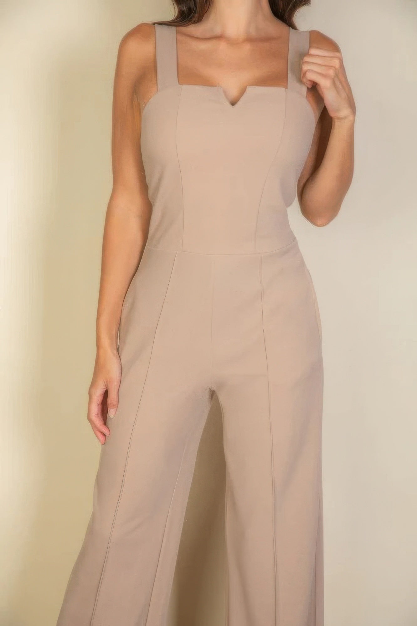 Notched neck cami jumpsuit - BaeDrip