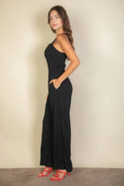 Notched neck cami jumpsuit - BaeDrip