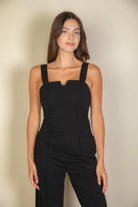 Notched neck cami jumpsuit - BaeDrip