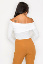 Bardot ribbed long sleeve crop top - BaeDrip