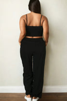 Plus Bustier Crop Cami Top & Slant Pocket Straight Pants - BaeDrip