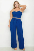 Plus Bustier Crop Cami Top & Slant Pocket Straight Pants - BaeDrip
