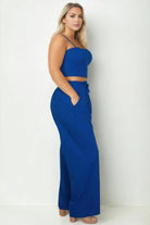 Plus Bustier Crop Cami Top & Slant Pocket Straight Pants - BaeDrip