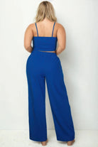 Plus Bustier Crop Cami Top & Slant Pocket Straight Pants - BaeDrip