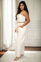 Plus Bustier Crop Cami Top & Slant Pocket Straight Pants - BaeDrip
