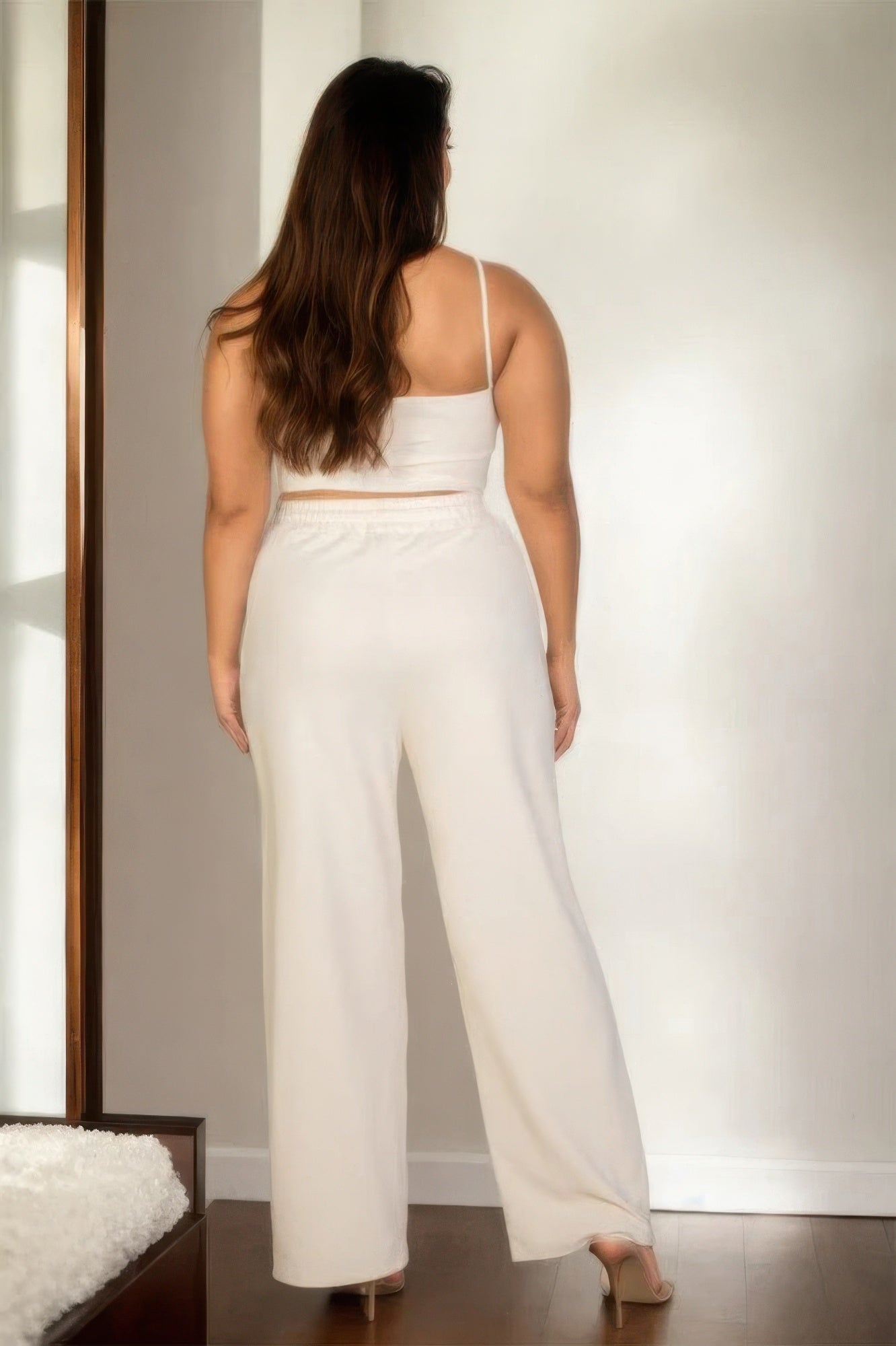 Plus Bustier Crop Cami Top & Slant Pocket Straight Pants - BaeDrip