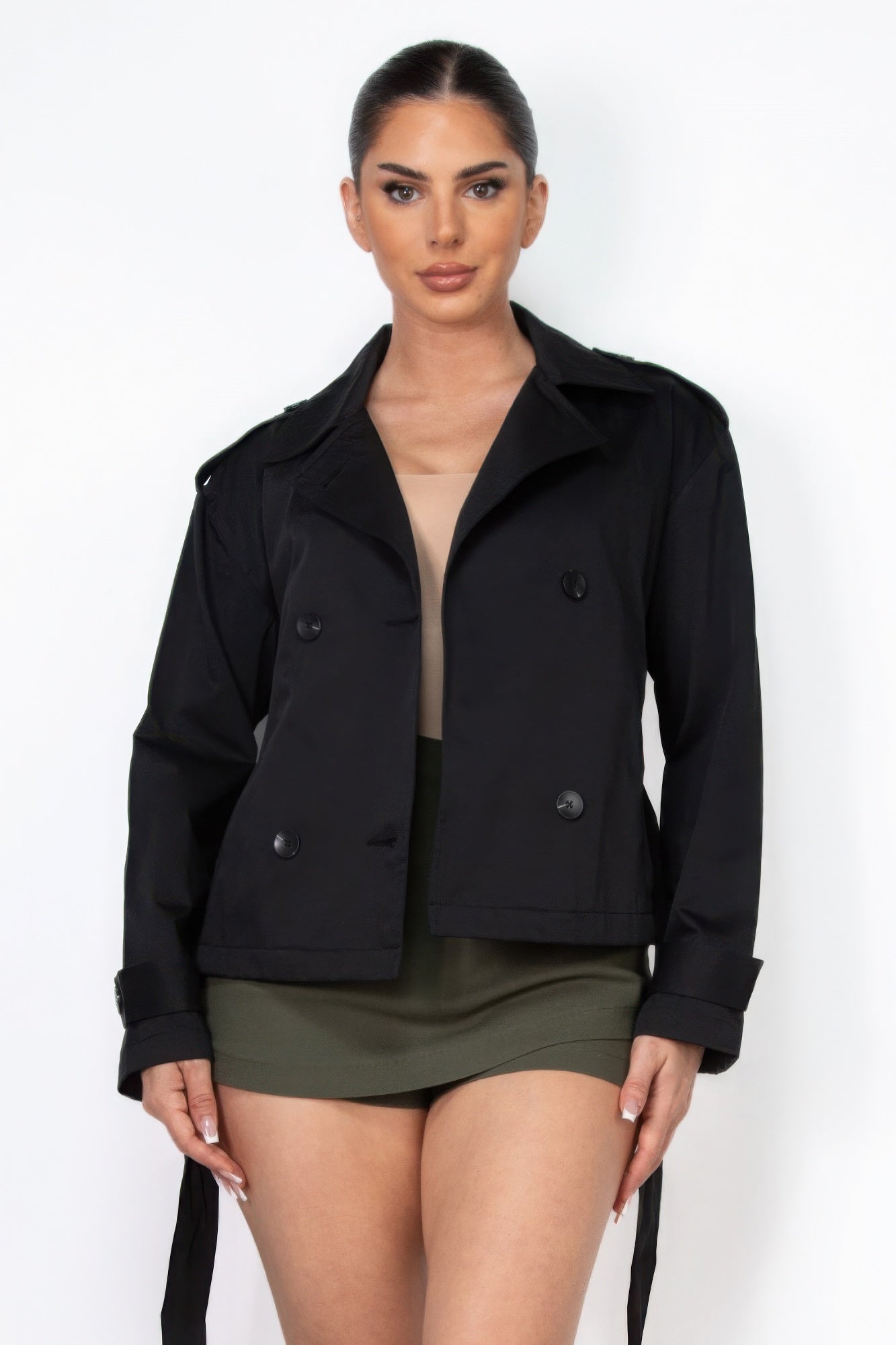 Double-breasted Waist-tie Trench Coat - BaeDrip