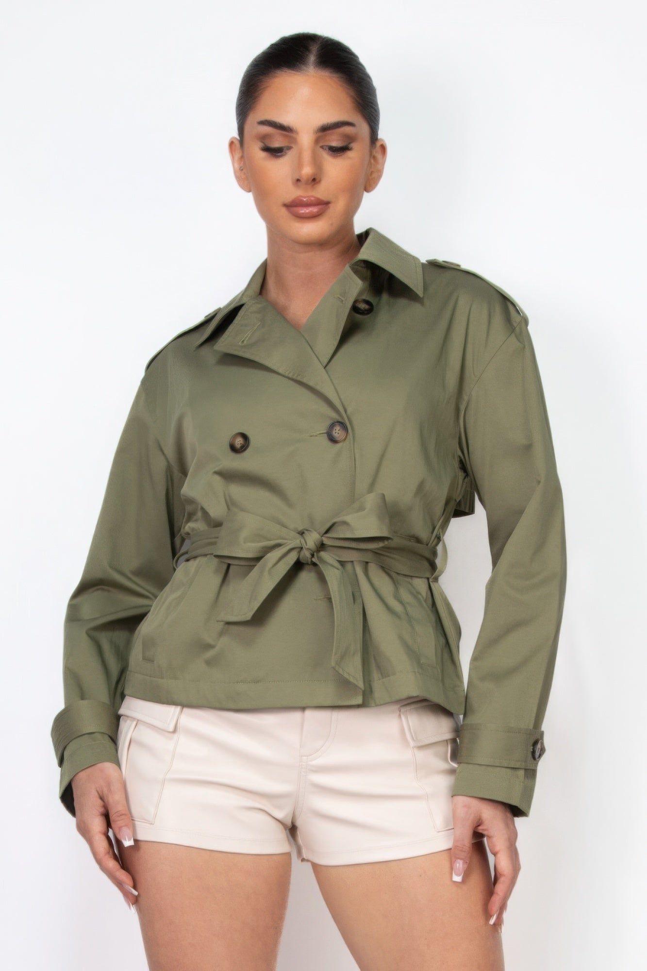 Double-breasted Waist-tie Trench Coat - BaeDrip