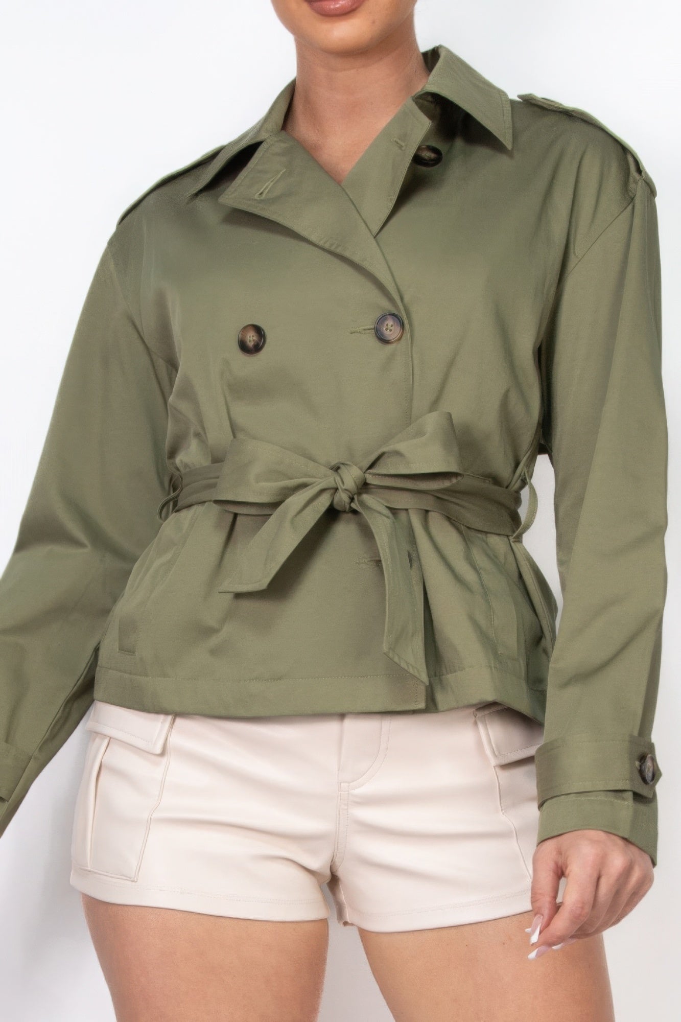 Double-breasted Waist-tie Trench Coat - BaeDrip