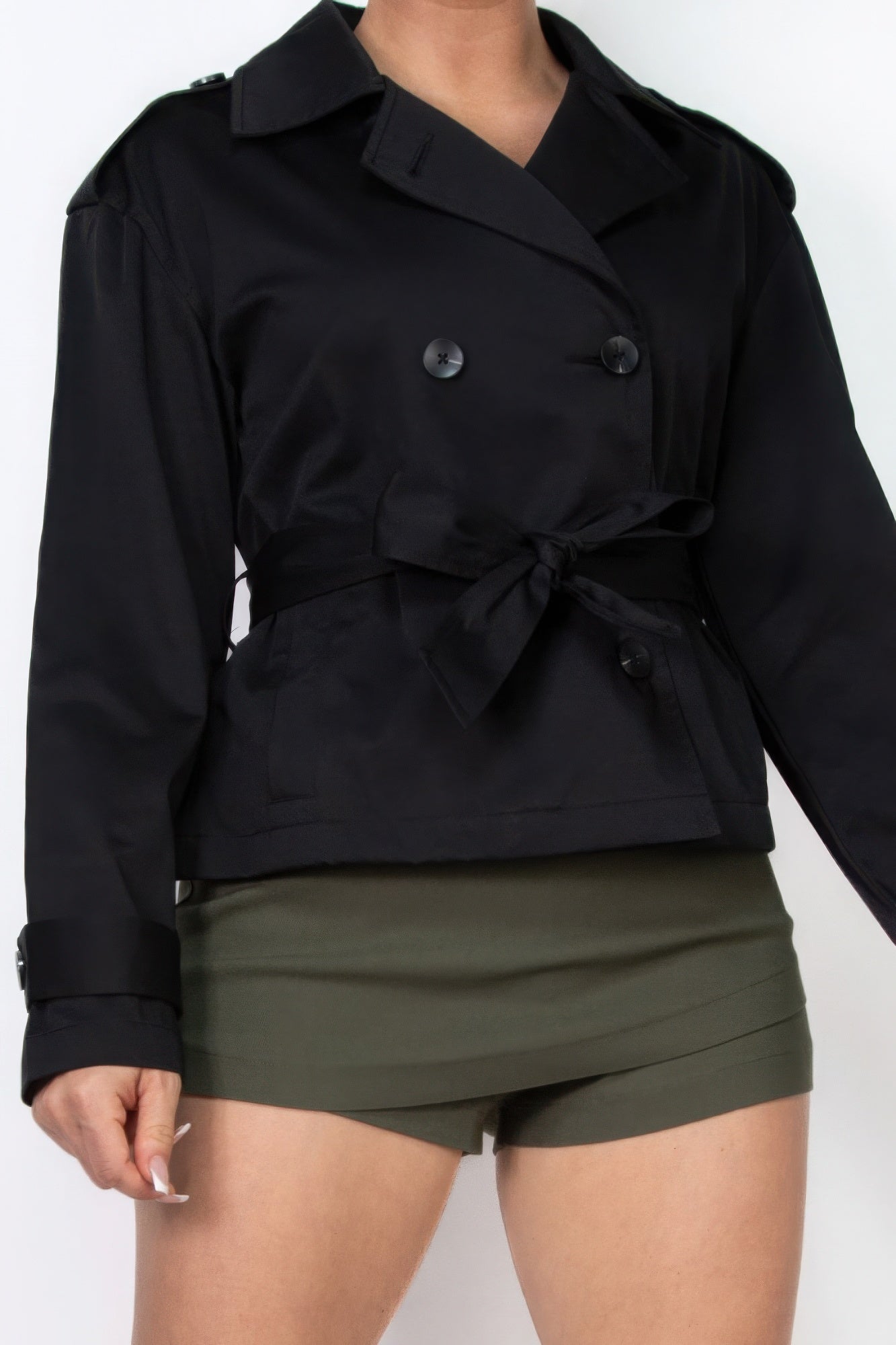 Double-breasted Waist-tie Trench Coat - BaeDrip