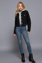 Button Closure Sherpa-lined Twill Jacket - BaeDrip