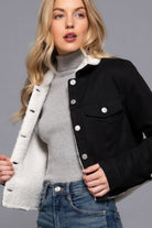 Button Closure Sherpa-lined Twill Jacket - BaeDrip