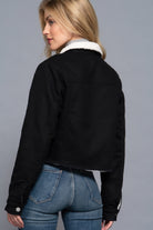 Button Closure Sherpa-lined Twill Jacket - BaeDrip