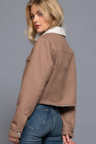 Button Closure Sherpa-lined Twill Jacket - BaeDrip
