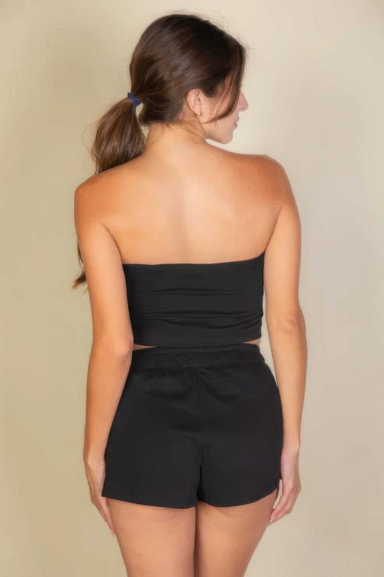 Simple Solid Color Tube Top And Shorts Two Piece Set - BaeDrip