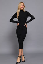Long Sleeve High Neck Sweater Long Dress - BaeDrip
