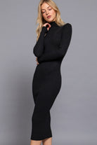Long Sleeve High Neck Sweater Long Dress - BaeDrip