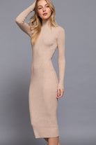 Long Sleeve High Neck Sweater Long Dress - BaeDrip