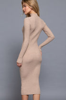 Long Sleeve High Neck Sweater Long Dress - BaeDrip