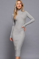 Long Sleeve High Neck Sweater Long Dress - BaeDrip